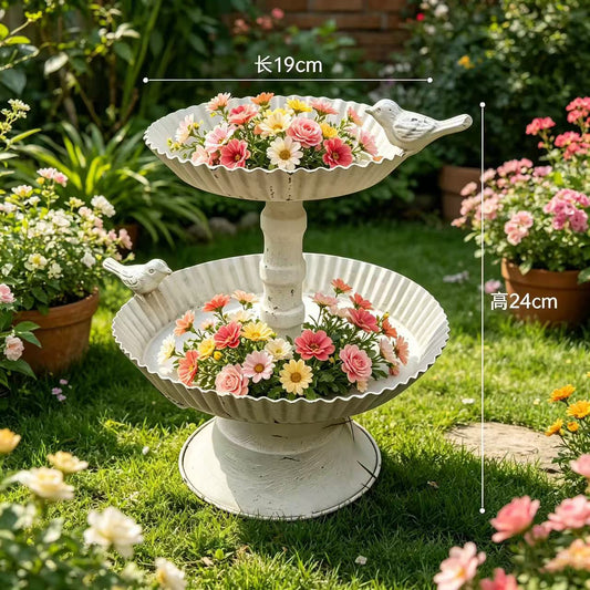 Vintage Metal 2-Tier Bird Feeder Tray – Garden & Home Decor