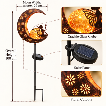 Solar Moon Fairy Garden Stake Light