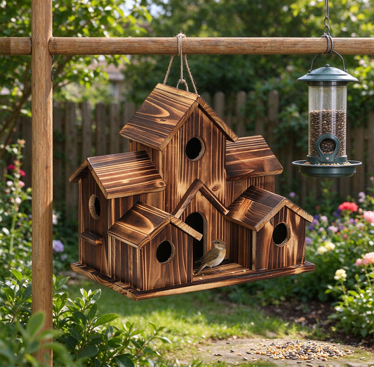 Wooden Bird House for Outside – Hanging Garden Birdhouse