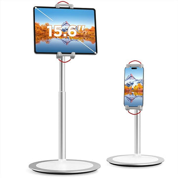 Saiji Tablet Cell Phone Stand Holder, Height Adjustable,360 Degree Rotating, Aluminum Alloy Cradle Mount