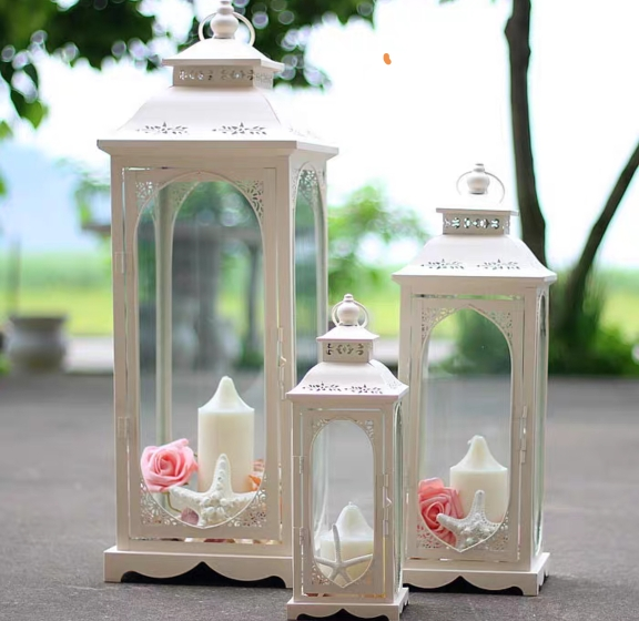 Candle Lantern Decorative with Clear Glass and electric candle