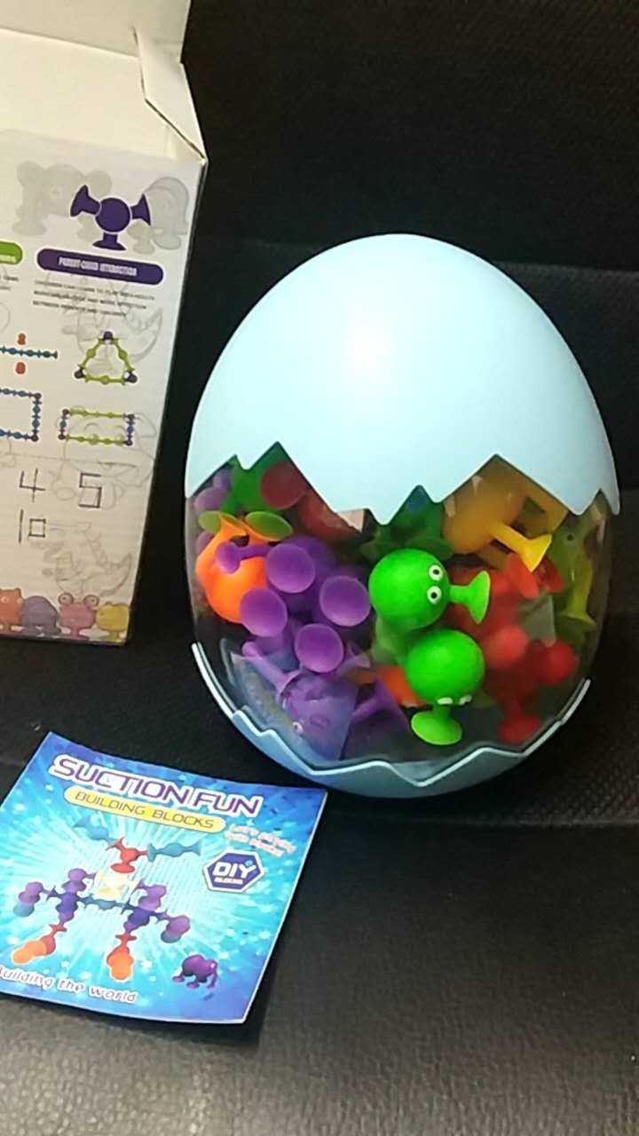 Fun Paste Happy Suckers, 48pcs Soft Silicone Building Blocks in Eggshell