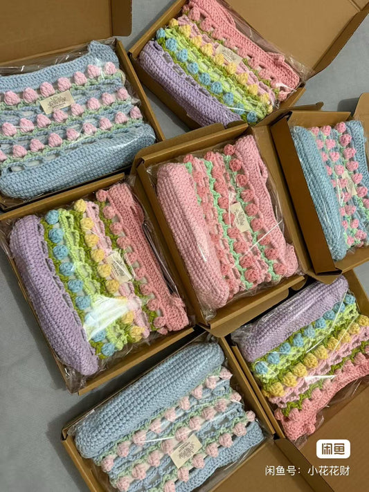 Handmade Tulip Crochet Shoulder Bag – Colourful Knit Tote | SHOPLINX