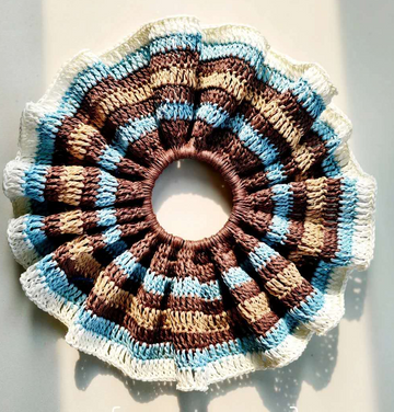 Miu-Inspired Knit Oversized Scrunchie for Women – Luxury Handmade Hair Tie, Chunky Knitted Ponytail Holder, Fashion Hair Accessory