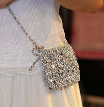 Premium Custom Metallic Crochet Bags | Personalized Handwoven Shoulder & Crossbody Bags