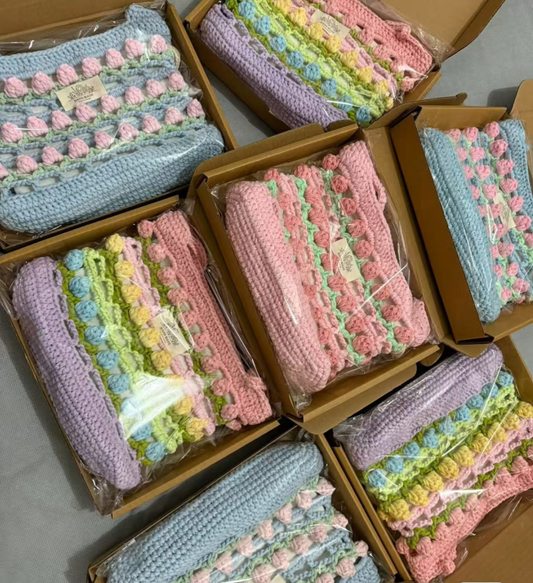 Handmade Tulip Crochet Shoulder Bag – Colourful Knit Tote | SHOPLINX