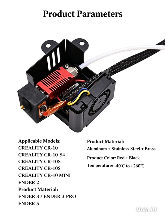 Creality CR‑10 CR‑10S Ender 3 Ender 3S Full Hotend Kit | 0.4mm Nozzle, Heater Block, Throat Tube, Silicone Sock, Dual Fan Assembly | Quick‑Change 3D Printer Extruder Upgrade