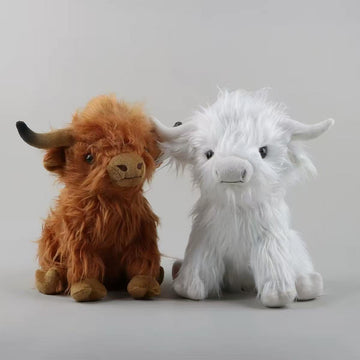 Realistic Highland Cow Plush Toy, Soft Fluffy Scottish Cow Stuffed Animal, Home Decor Gift for Kids & Animal Lovers