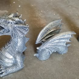 Pacific Giftware Medieval Fantasy Dragon Emerging from Lawn Statue Three Part Decor