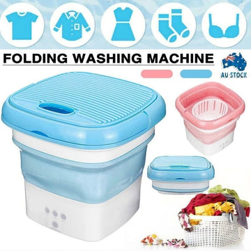 Pink Mini Portable Washing Machine Laundry Tub Folding Automatic Clothes Bucket