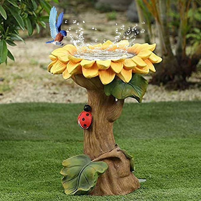 Resin Sunflower Bird Bath
