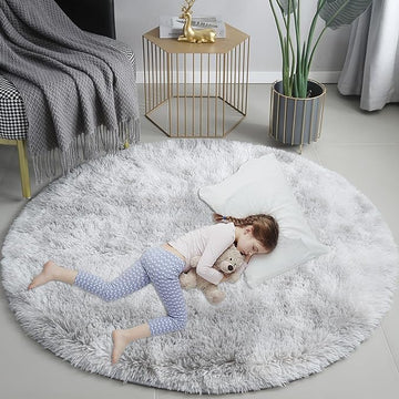 Round Rug Soft Circle Rug Room Long Pile Plush