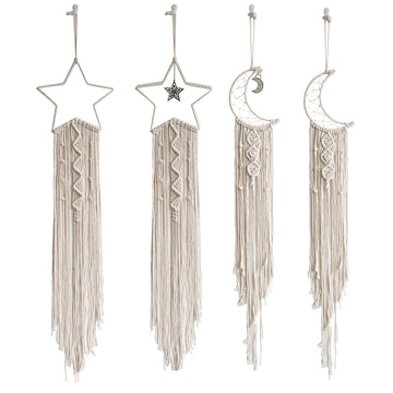 Macrame Dream Catchers, Star Moon Dream Catcher -Boho Bedroom Wall Decor, for Girls Boys Adults Mom