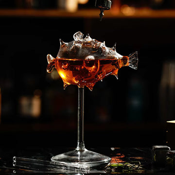 Unique Puffer Fish Wine Glass – Handmade Creative Cocktail Glass