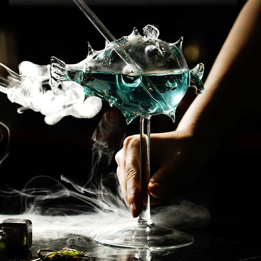 Unique Puffer Fish Wine Glass – Handmade Creative Cocktail Glass