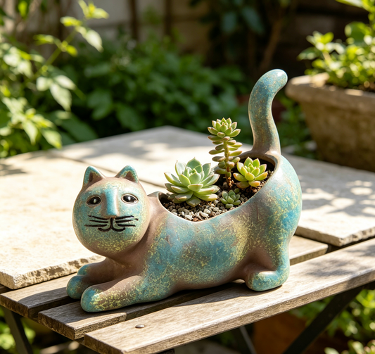 Cute Cat Ceramic Flower Pot (2-Pack) – 3D Cartoon Planter