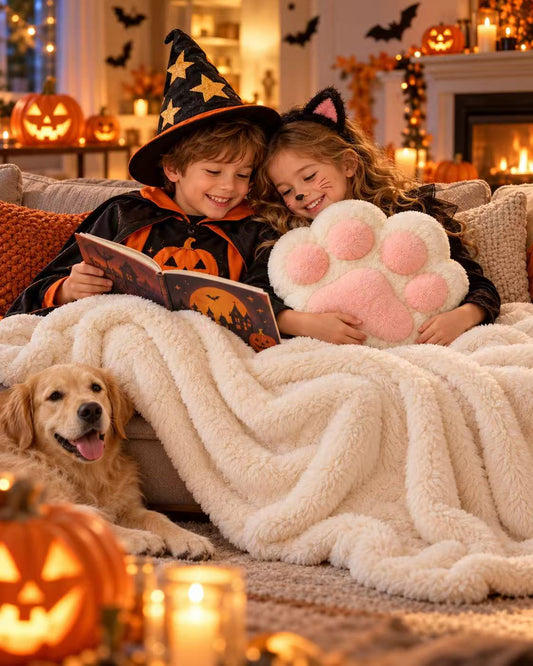 Cat Paw Cushion with Stowaway Blanket – 2-in-1
